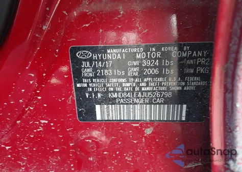 2018 Hyundai Elantra Value Edition z USA, uszkodzony, nr VIN KMHD84LF4JU526798